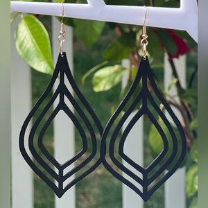3 for $10 Black Lightweight Laser Cut Wood Dangle Earrings New